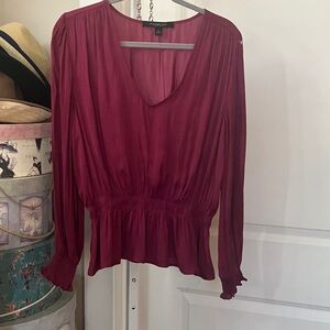 Marc New York Deep Red V-Neck Blouse